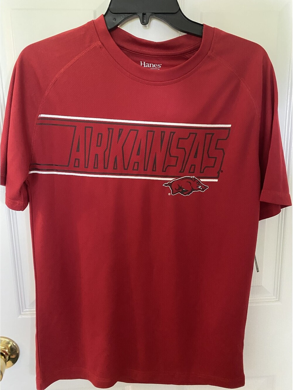 Arkansas Razor Back Hanes Mesh T-Shirt Wicking Material Licensed